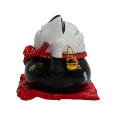 Ceramic Money Cat Bank - Black on Cushion product image 2