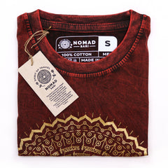 Nomad Sari Stonewashed Cotton T-Shirt – Mandala – Maroon – Small product image 2