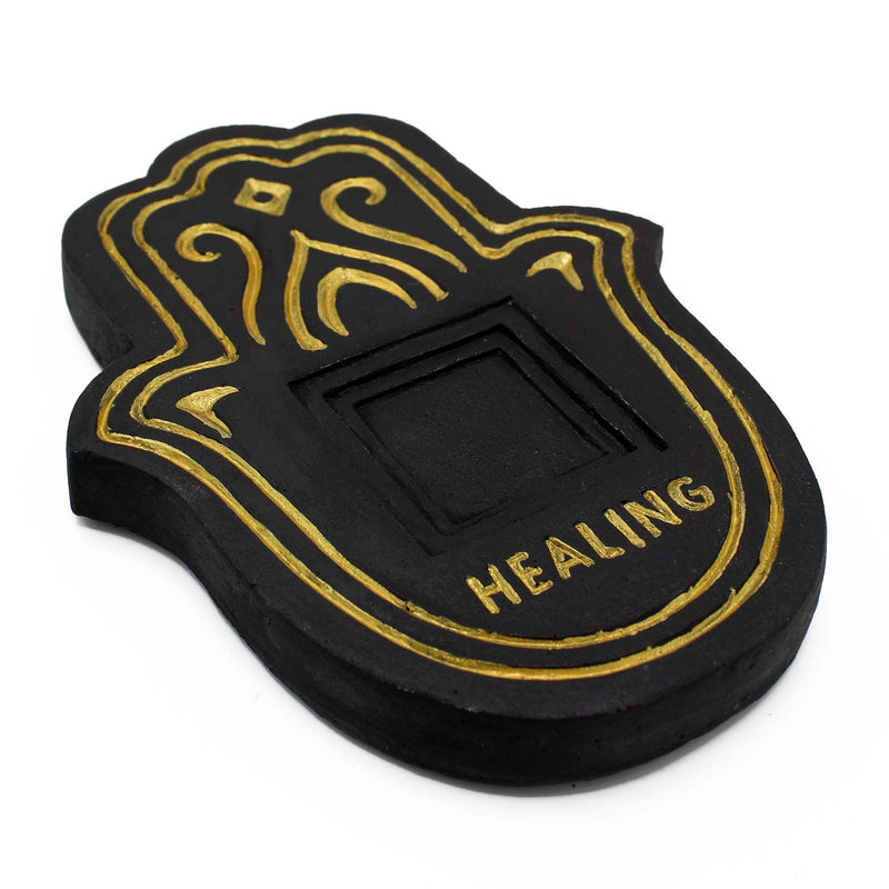 Healling Incense Plate - Black & Gold Lava-Stone Effect product image