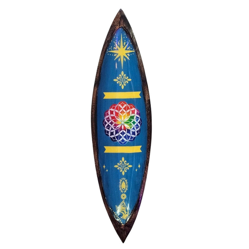 Enamel Incense Bowl - Mango Wood - Mandala product image