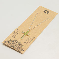 Indian Devotional Pendant - Silver Plated (45cm Chain)- Peridot Crucifix product image 3