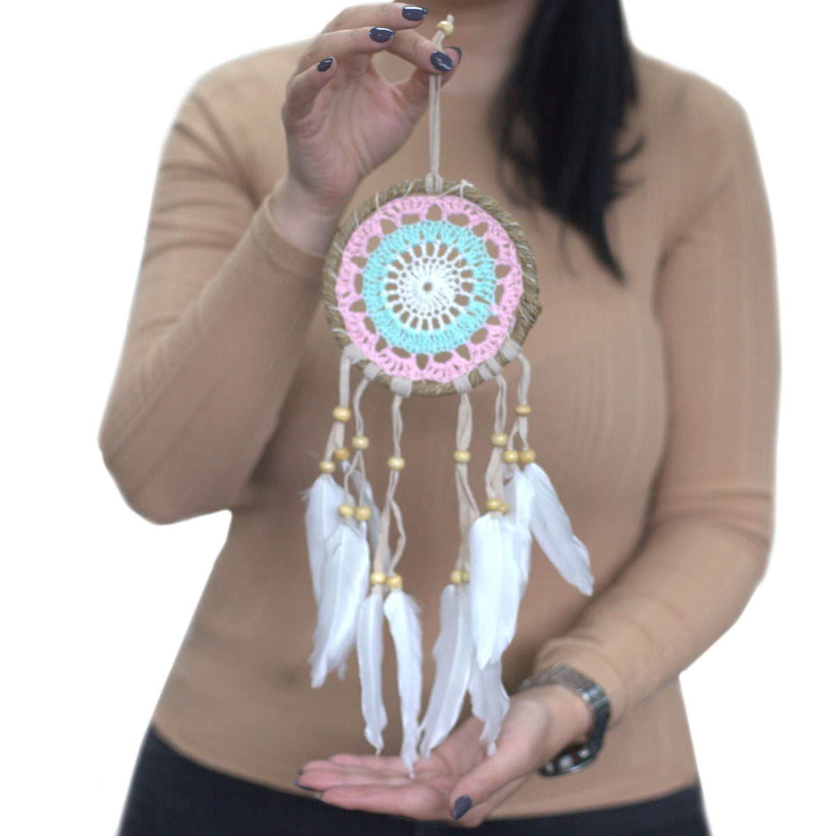 Pastel Pink Macramé Dream Catcher 12cm (asst colours) product image 7