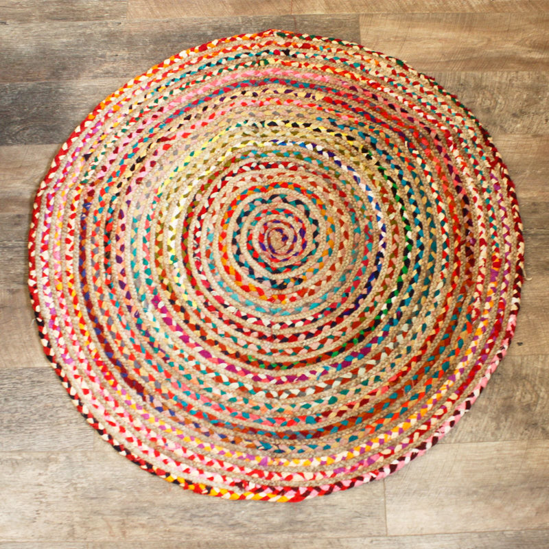 Round Jute and Recycled Cotton Rug - 120 cm product image