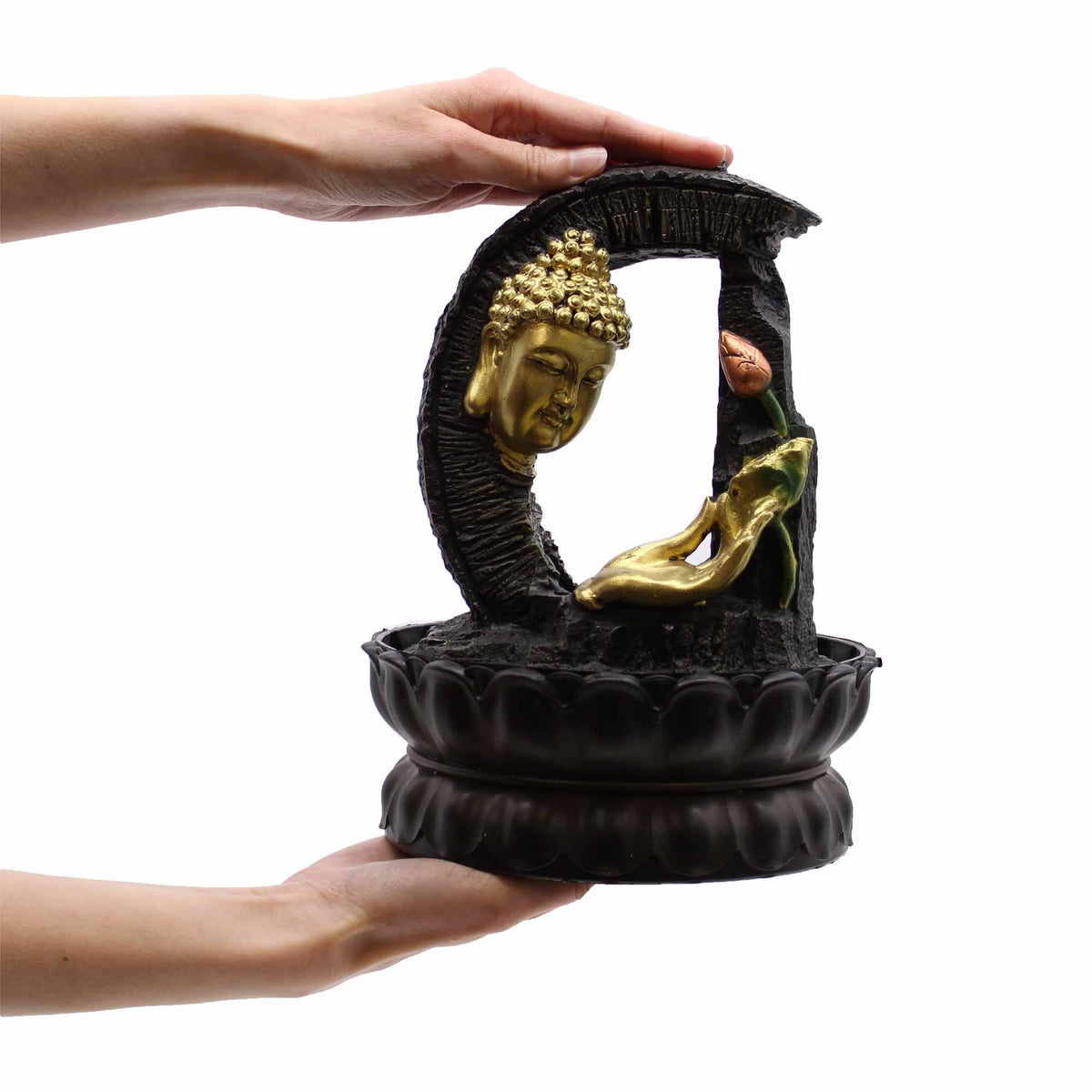 Tabletop Water Feature - 30cm - Golden Buddha & Lotus product image 3