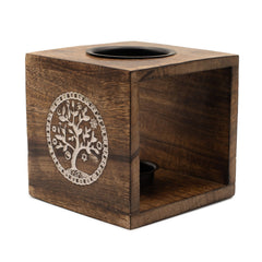 Large Square Mango Wood Oil Burner - Tree of Life product image 4