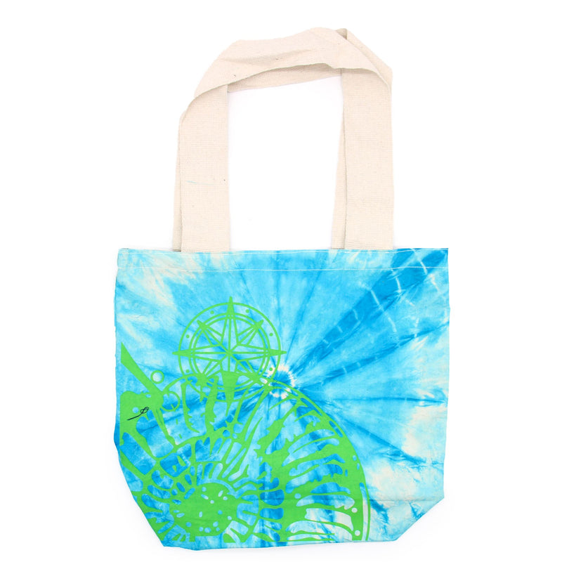Tye-Dye Cotton Bag (6oz) - 38x42x12cm - Sea Shell - Blue/Green - Green Handle product image