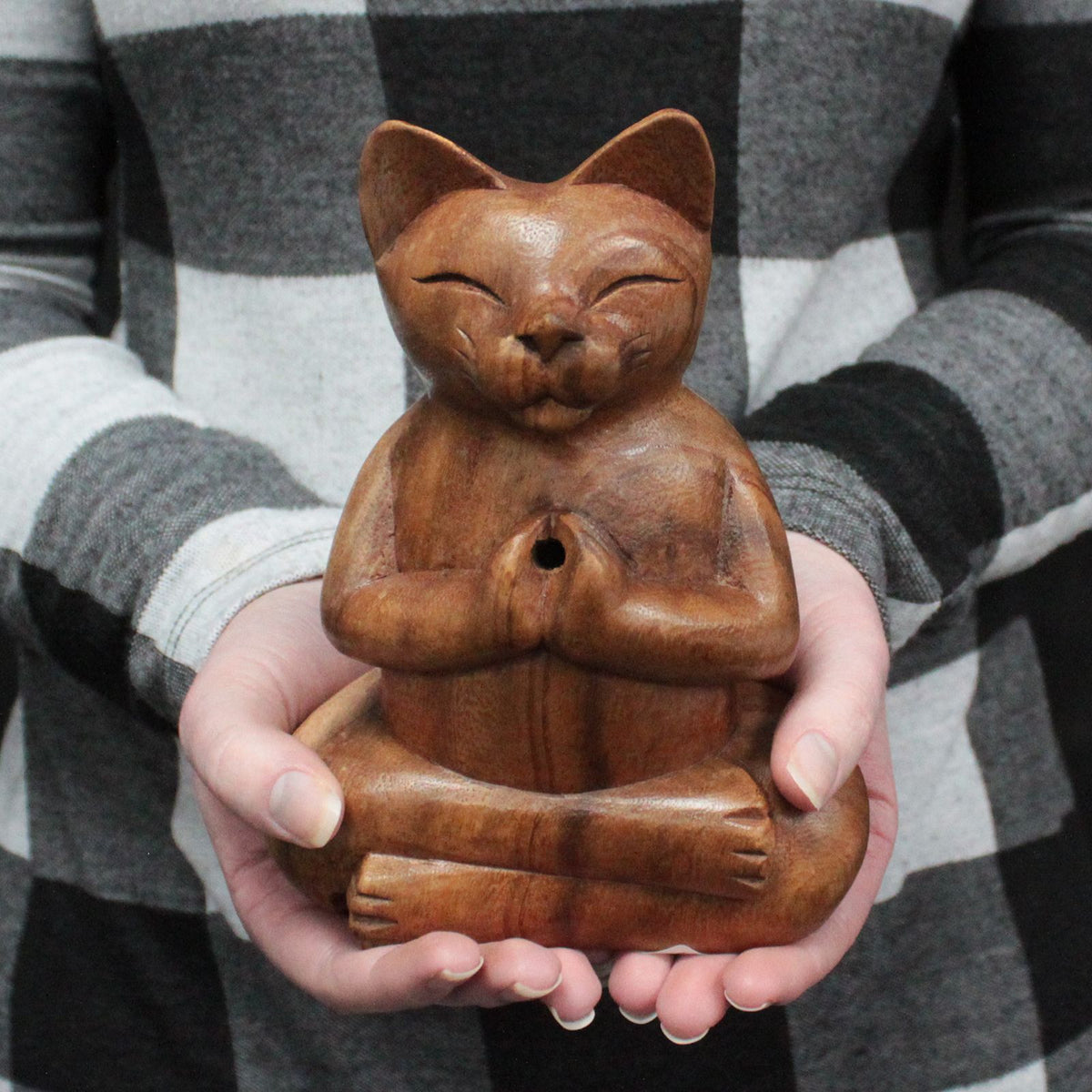 Wooden Carved Incense Burners - Lrg Yoga Cat product image 3