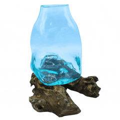 Large Molten Glass Vase - Terrarium Jar on Wood product image 3