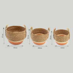 Straw & Seagrass Large Baskets - Natural & Orange- Set of 3 product image 8