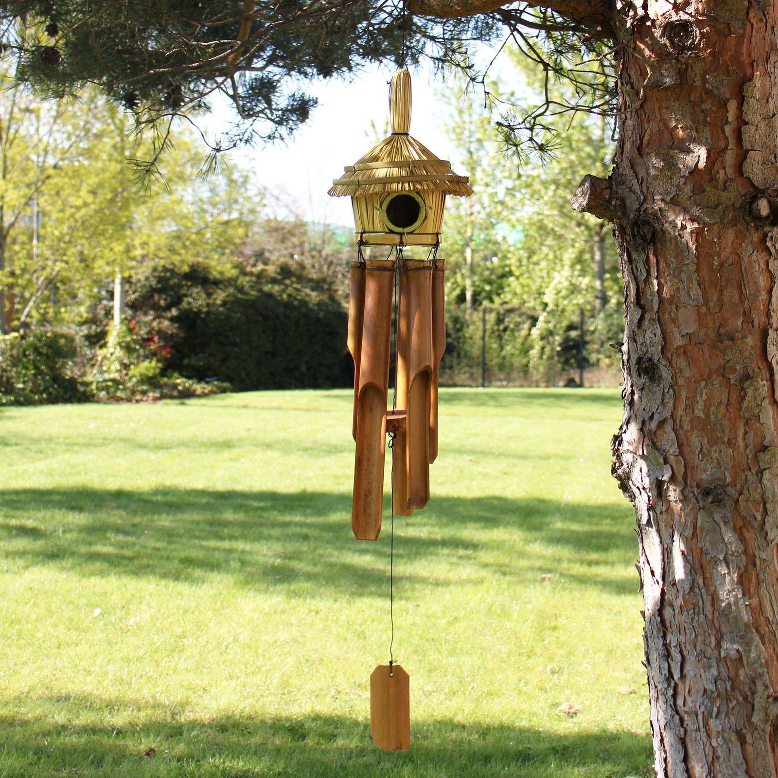 Round Seagrass Bird Box with Chimes 45x17cm product image