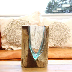 Molton Glass V-shaped Art Vase on Wood product image 2