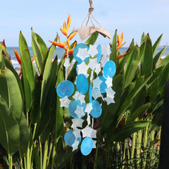 Coconut & Capiz Windchimes - Blue and White Stars - 30cm product image 2