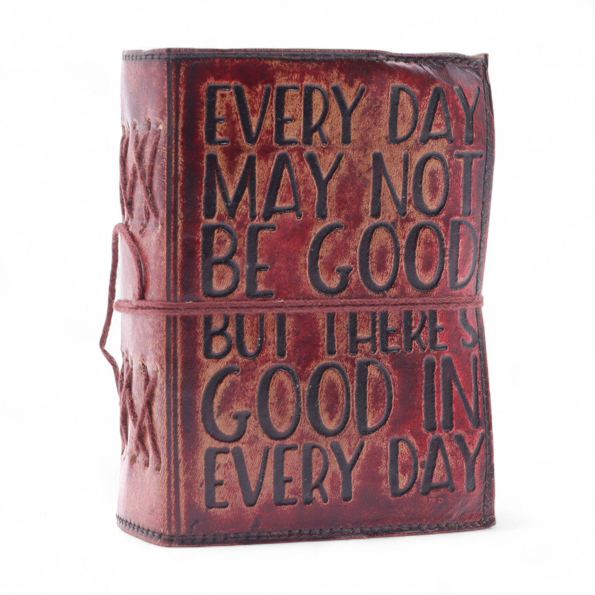 Fat Deckled Edge Leather Notebook – Every Day May Not Be Good (12.7 × 8.9 cm) product image 6