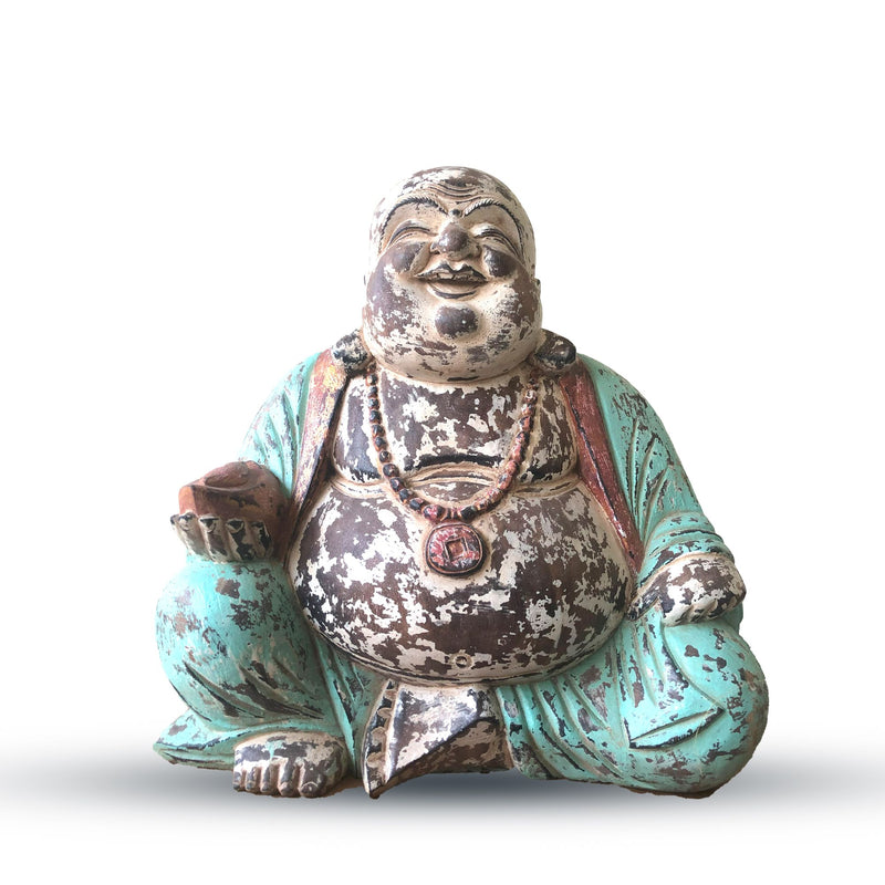 Vintage Mint Hand Carved Buddha Statue - 40cm - Happy Buddha product image