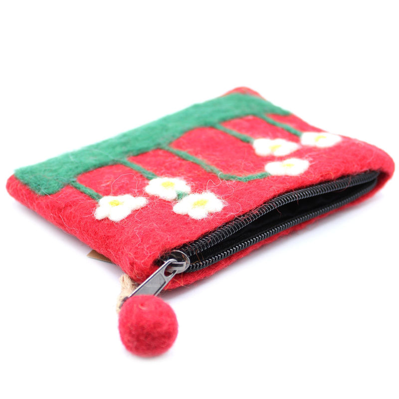 Natural Felt Zipper Pouch (asst) - Flower Garden product image