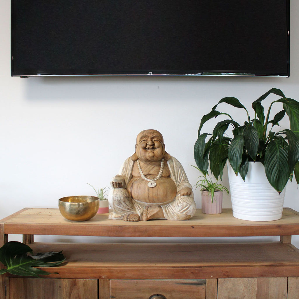 Happy Buddha - Whitewash 40cm product image