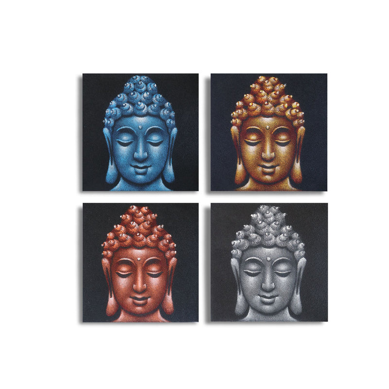 Set of 4 Buddha Heads Sand Detail 30x30cm product image