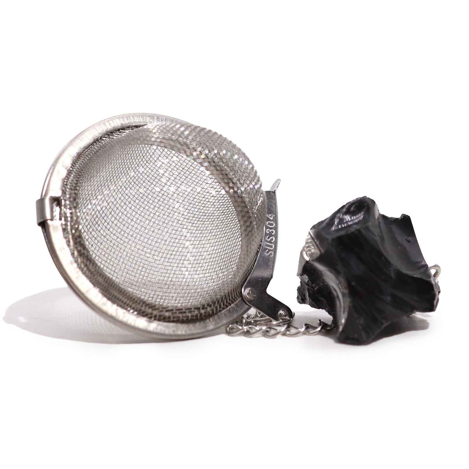 Raw Crystal Gemstone Tea Strainer - Black Obsidian product image