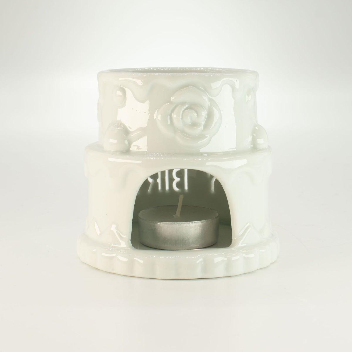 Ceramic Cake Oil Burner - HAPPY BIRTHDAY - White product image 4