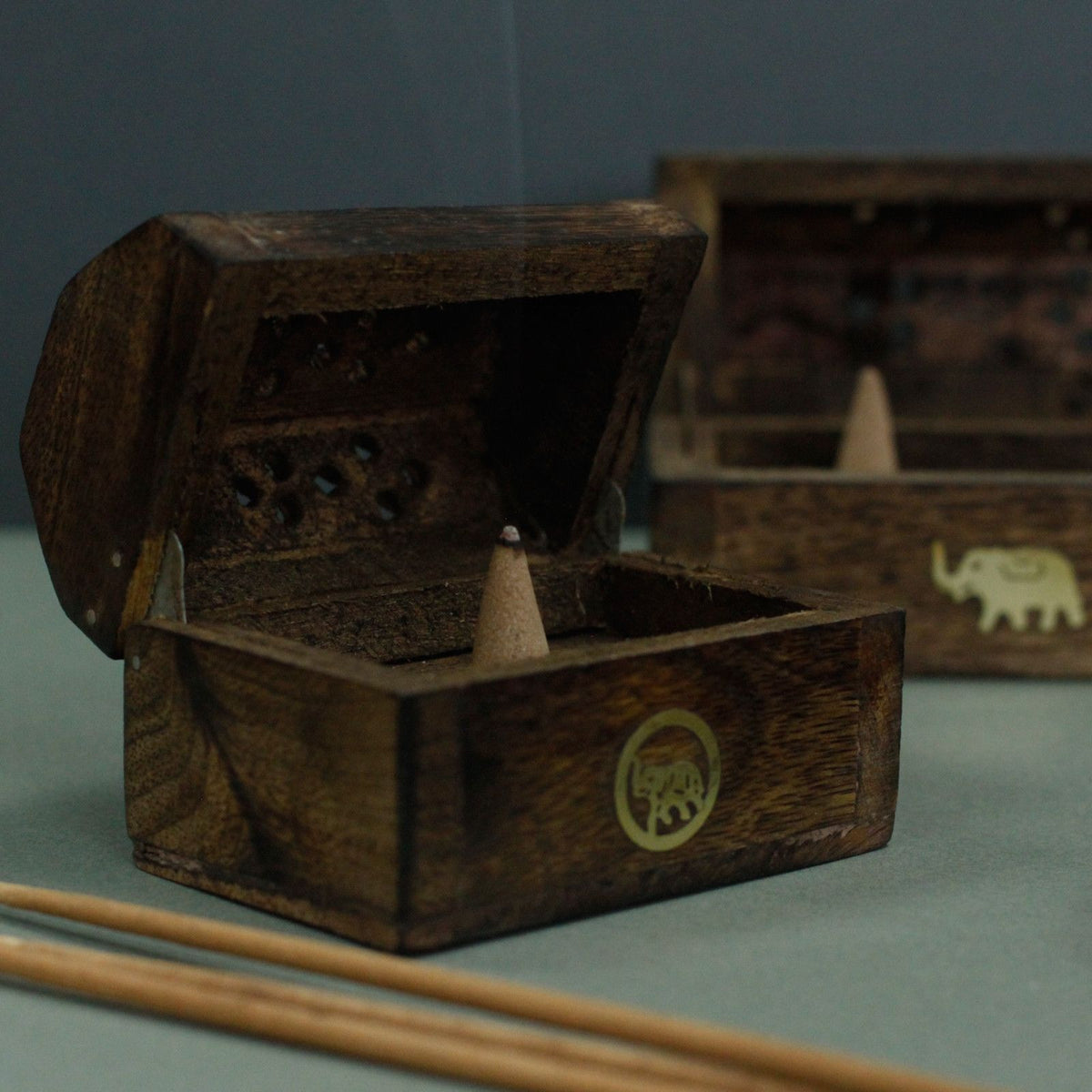 Mini Incense Cone Smoke Box - Mango Wood product image 3