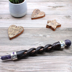 Spiral Carving Healing Wand - Copper Pipe Amethyst product image 2
