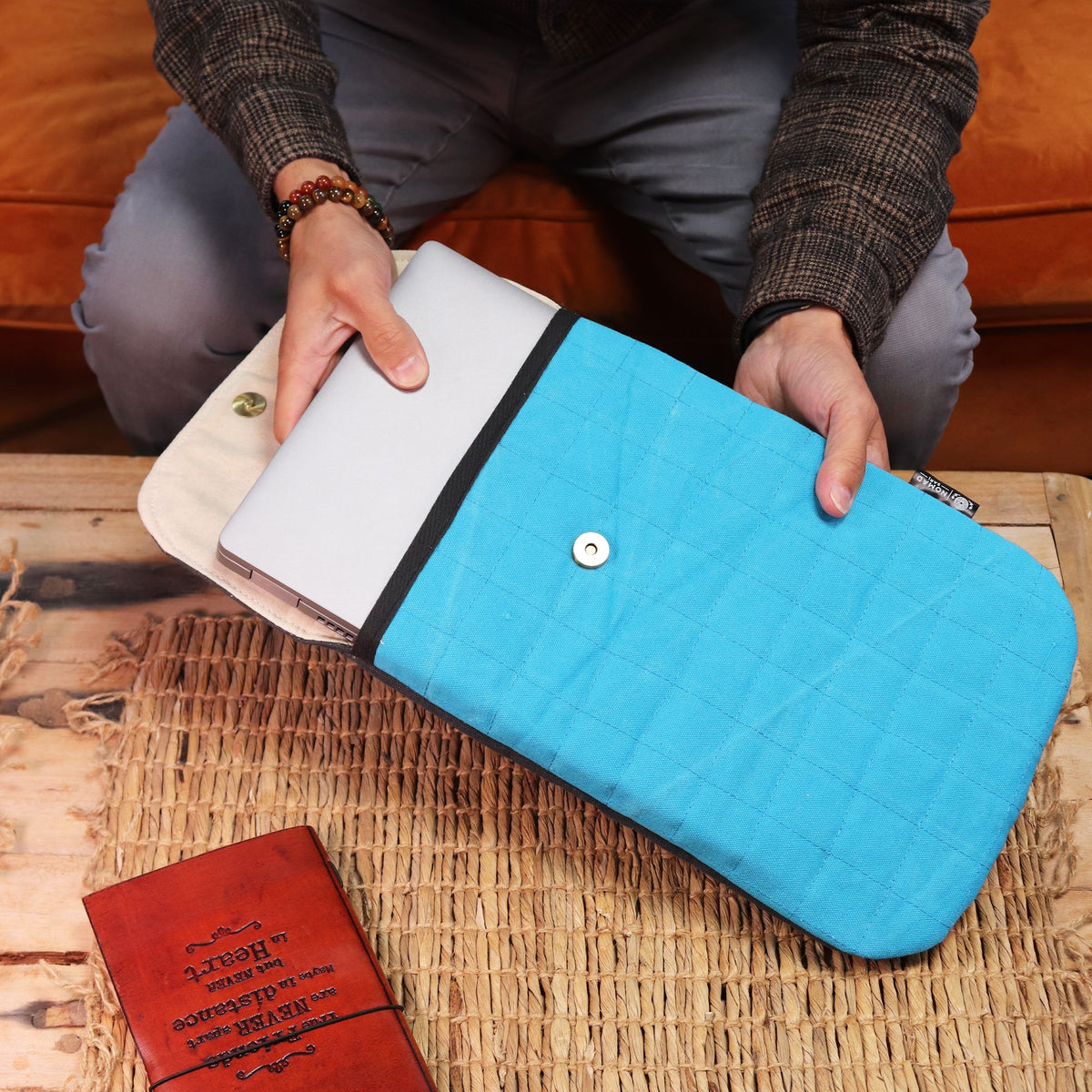 Laptop Padded Pouch - Terrific Turquoise - 14oz Stonewash - product image 2
