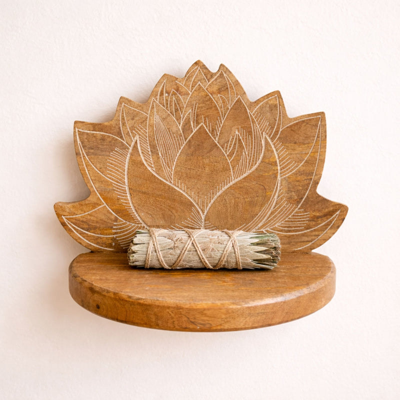 Lotus Wall Shelf White Wash product image
