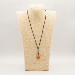 Cord Necklace Gemstone Pendant - Red Jade Clover product image 2