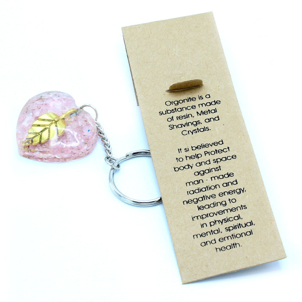 Orgonite Power Keyring - Rose Quartz Heearts Golden Leaf product image 5