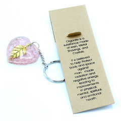 Orgonite Power Keyring - Rose Quartz Heearts Golden Leaf product image 5