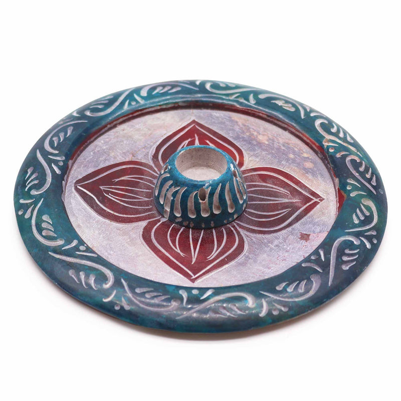 Soapstone Disc Incense Holder - Four Petal (cone & incense holder) product image