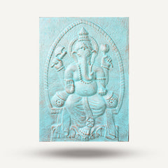 Large Ganpati Iron Frame Turquoise Relief - 0.7x1m product image 2