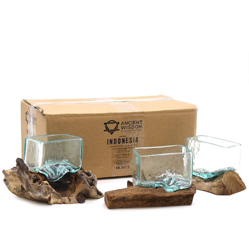 Molten Glass Tank on Wood with Stand - Small Bowl product image