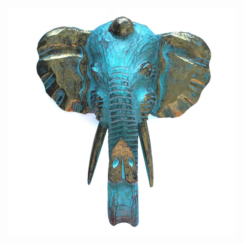 Large Elephant Head - Gold & Turquoise product image