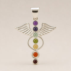 Indian Devotional Pendant - Silver Plated (45cm Cord)- Angel Chakra product image 2