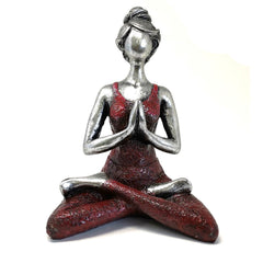Yoga Lady Figure - Silver & Bordeaux 24cm product image
