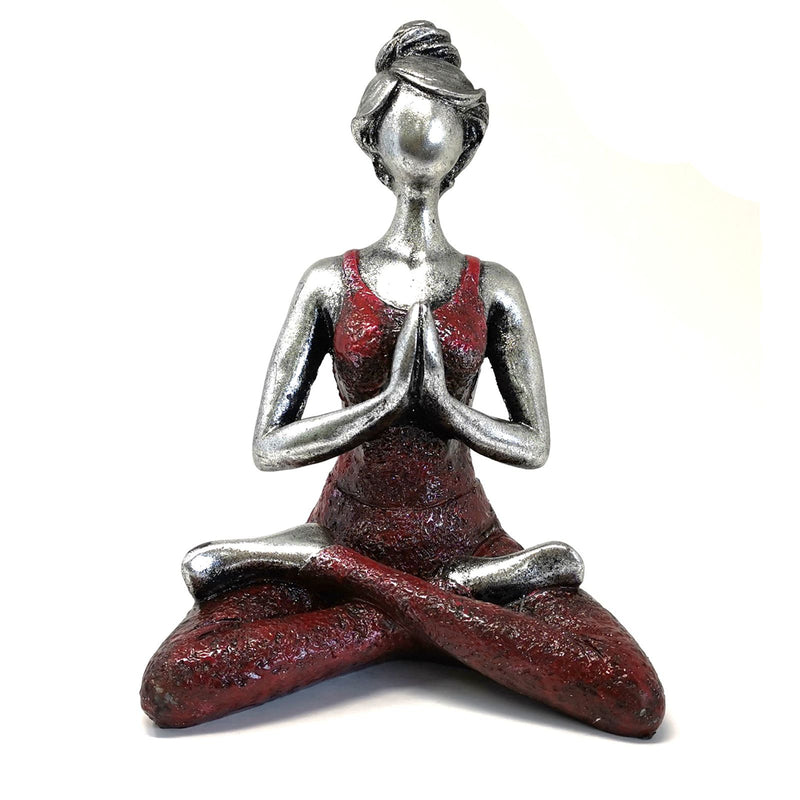 Yoga Lady Figure - Silver & Bordeaux 24cm product image