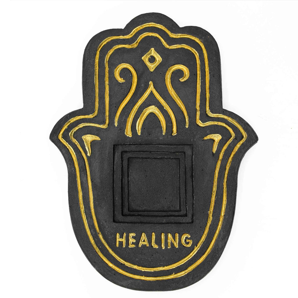 Healling Incense Plate - Black & Gold Lava-Stone Effect product image 2