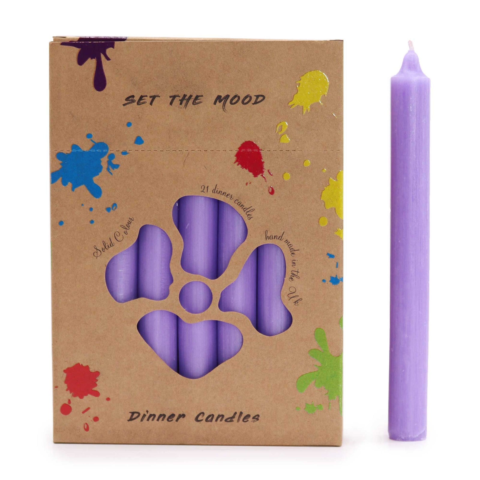 Solid Colour Dinner Candle Set - Pack of 21 - Rustic Lilac product image