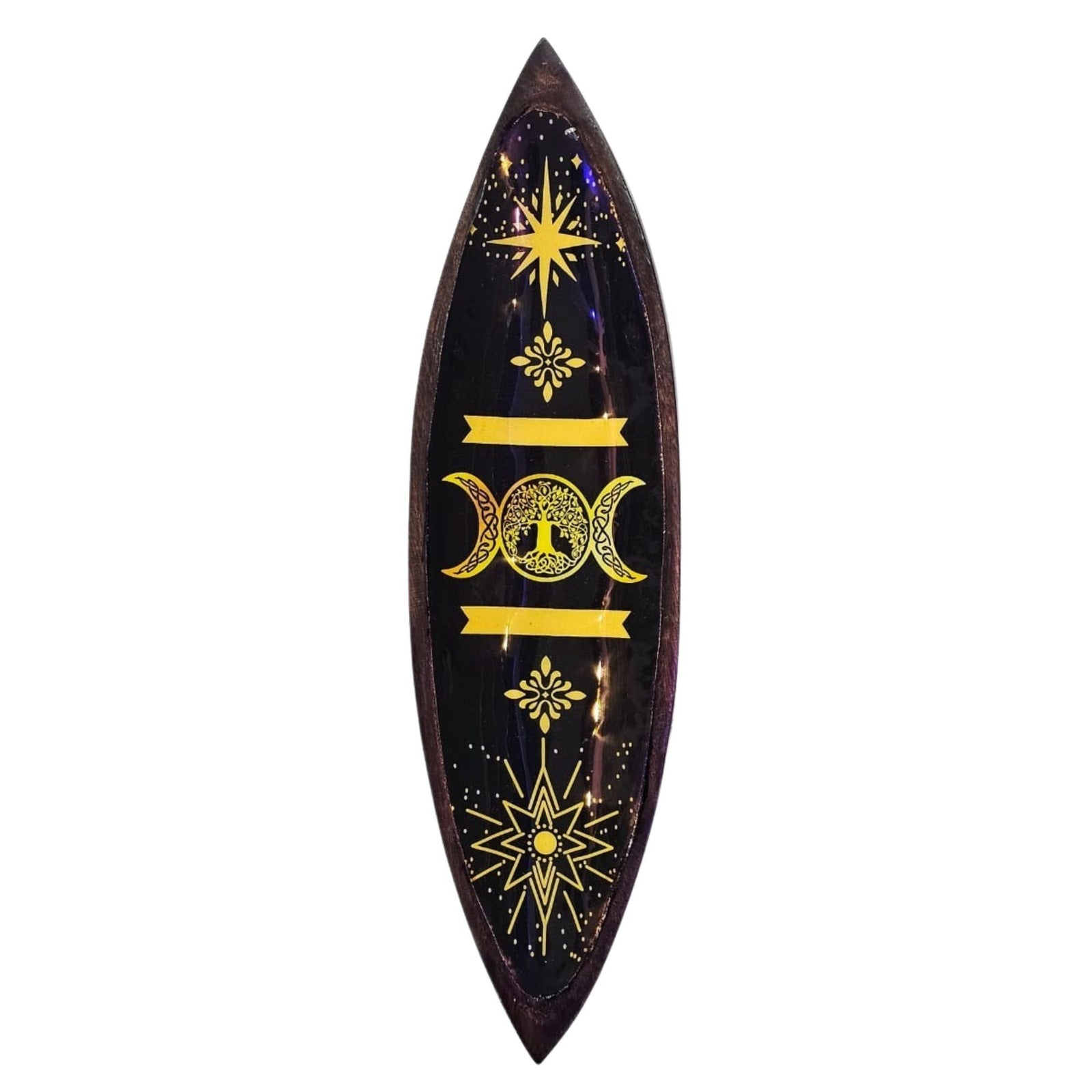 Enamel Incense Bowl - Mango Wood - Triple Moons product image