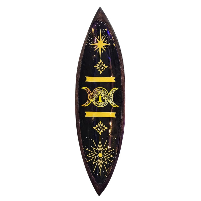 Enamel Incense Bowl - Mango Wood - Triple Moons product image