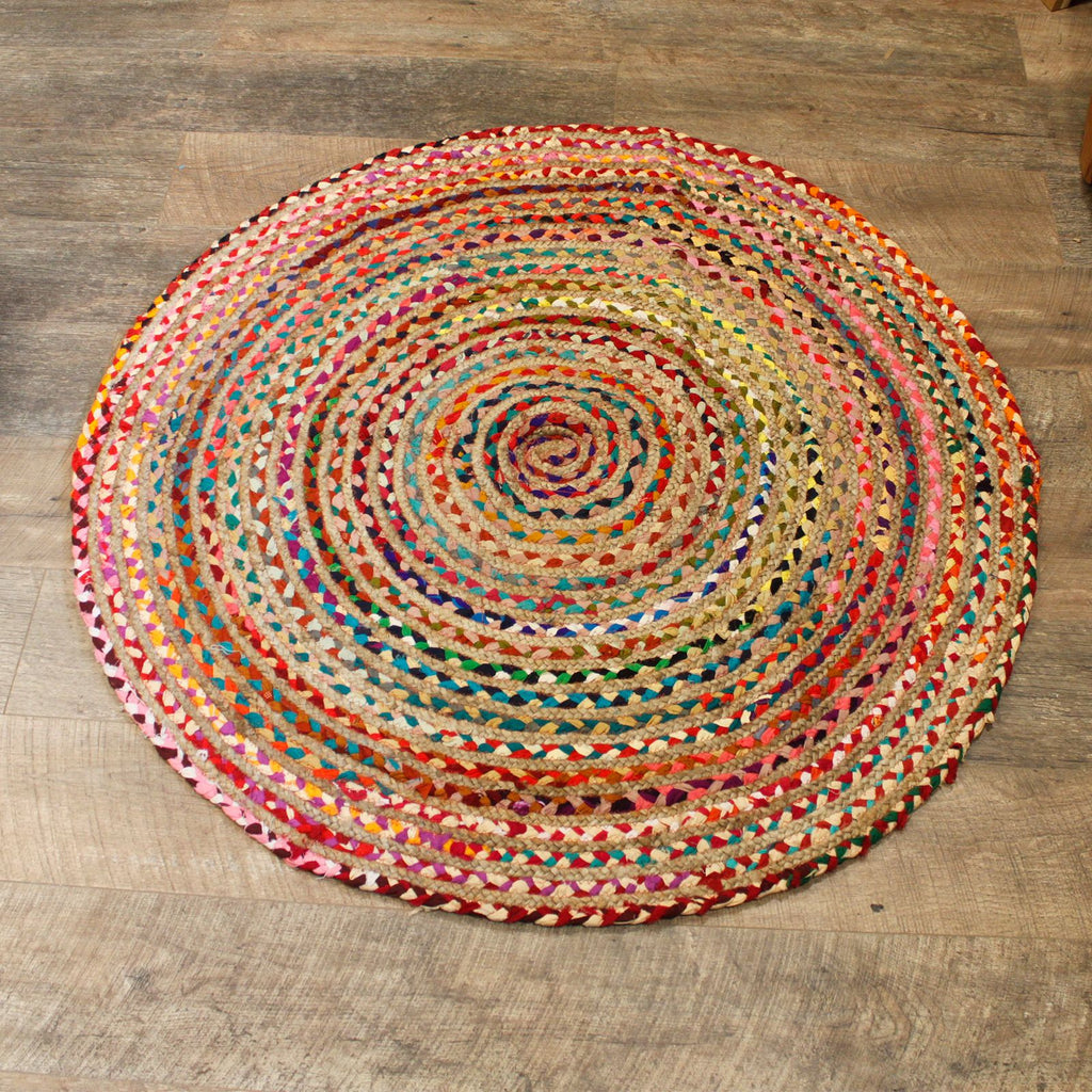 Round Jute and Recycled Cotton Rug - 120 cm product image 3