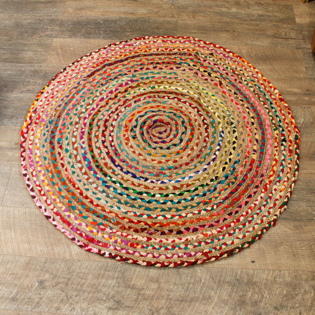 Round Jute and Recycled Cotton Rug - 120 cm product image 3