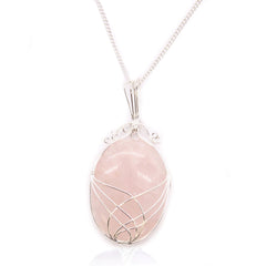 Swirl Wrapped Gemstone Necklace - Rose Quartz product image 3