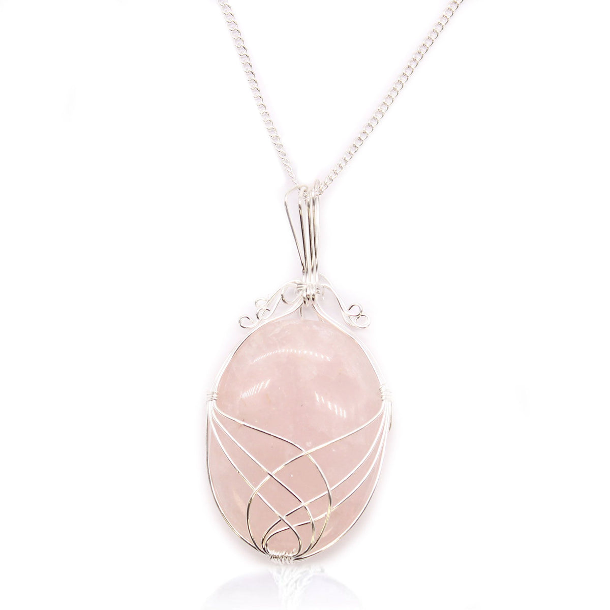 Swirl Wrapped Gemstone Necklace - Rose Quartz product image 3