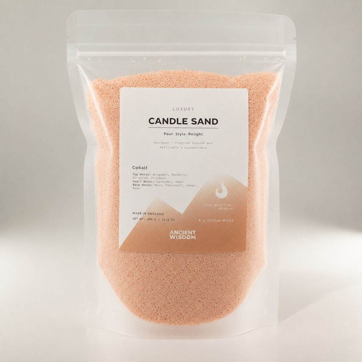 Fragranced Candle Sand - Taupe Orange - Cobalt - 300g - product image 4