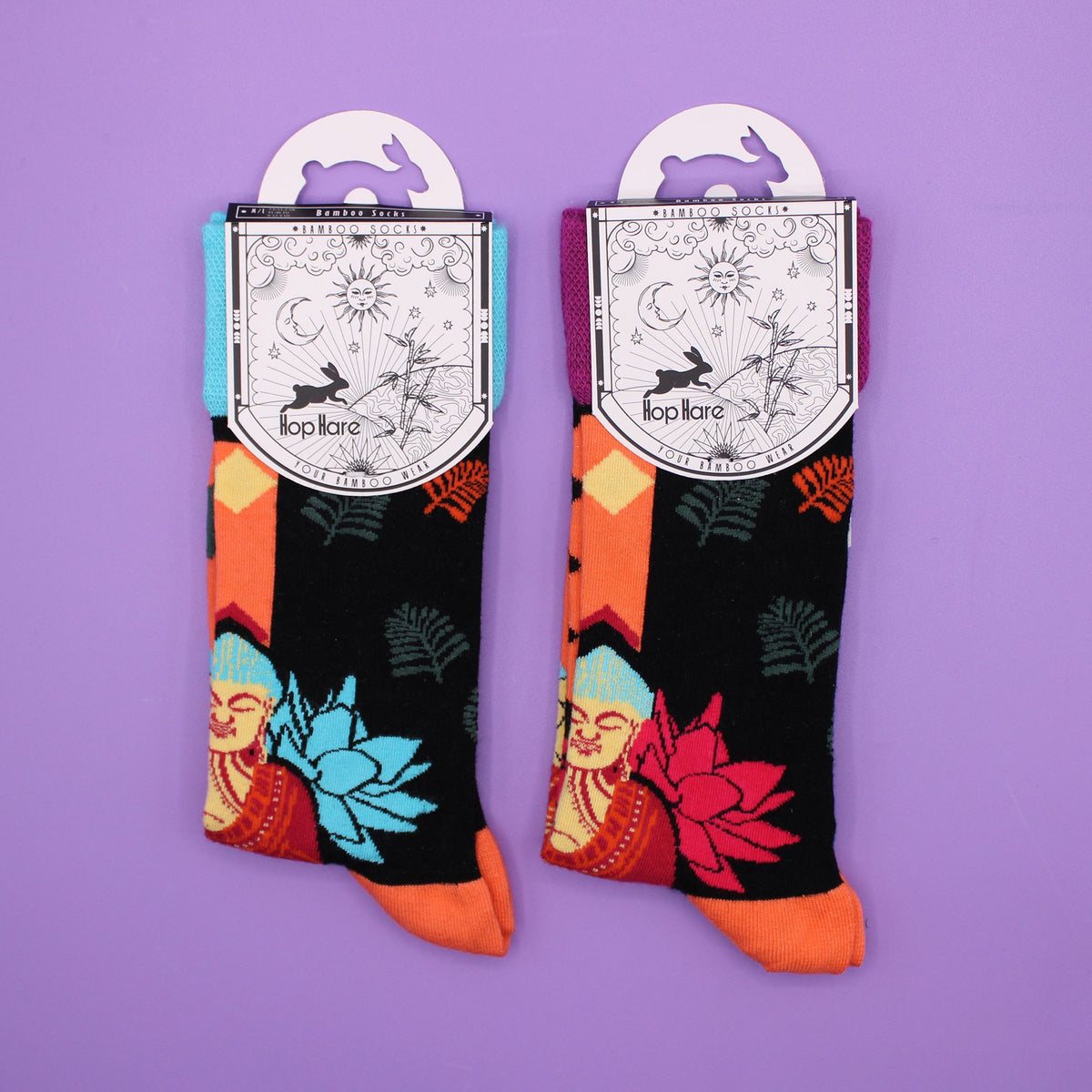 Hop Hare Bamboo Socks S/M - Blue Buddha & Lotus product image 4
