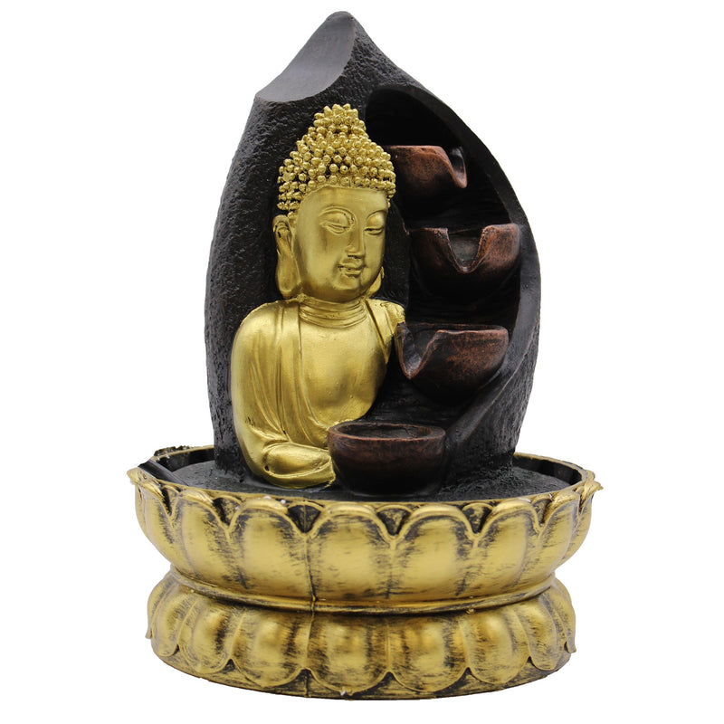 Tabletop Water Feature - 30cm - Golden Buddha & Pouring Pots product image