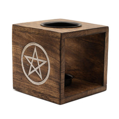 Large Square Mango Wood Oil Burner- Pentagon product image 4