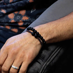 Gemstone Double Power Bracelets- Black Agate product image